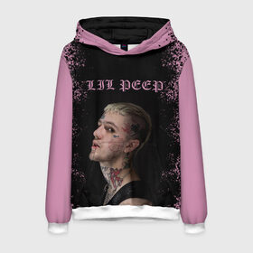 Мужская толстовка 3D с принтом LiL PEEP в Белгороде, 100% полиэстер | двухслойный капюшон со шнурком для регулировки, мягкие манжеты на рукавах и по низу толстовки, спереди карман-кенгуру с мягким внутренним слоем. | lil peep | lil prince | pink | зарубежная музыка | лил пип | маленький принц