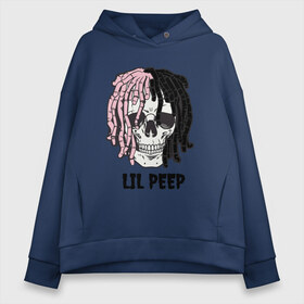 Женское худи Oversize хлопок с принтом Lil Peep в Белгороде, френч-терри — 70% хлопок, 30% полиэстер. Мягкий теплый начес внутри —100% хлопок | боковые карманы, эластичные манжеты и нижняя кромка, капюшон на магнитной кнопке | lil | lil peep | music | new | peep | rap | rip | skull | лил | музыка | пеп | пип | рэп | рэпер | скилет | череп