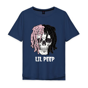 Мужская футболка хлопок Oversize с принтом Lil Peep в Белгороде, 100% хлопок | свободный крой, круглый ворот, “спинка” длиннее передней части | lil | lil peep | music | new | peep | rap | rip | skull | лил | музыка | пеп | пип | рэп | рэпер | скилет | череп