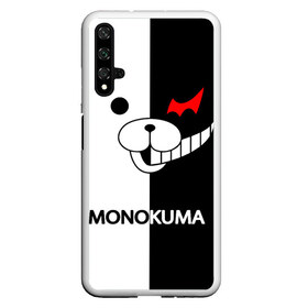 Чехол для Honor 20 с принтом MONOKUMA в Белгороде, Силикон | Область печати: задняя сторона чехла, без боковых панелей | Тематика изображения на принте: anime | bear | black  white | danganronpa | kurokuma | monodam | monokuma | monomi | monotaro | pink | rabbit | school | shirokuma | аниме | главарь | мoноми | монокума | черно белый | школа