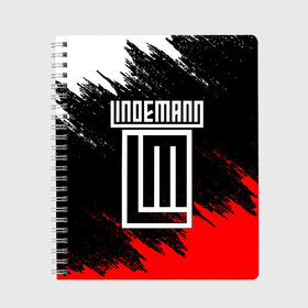 Тетрадь с принтом LINDEMANN в Белгороде, 100% бумага | 48 листов, плотность листов — 60 г/м2, плотность картонной обложки — 250 г/м2. Листы скреплены сбоку удобной пружинной спиралью. Уголки страниц и обложки скругленные. Цвет линий — светло-серый
 | lindemann | lm | rock | кристиан лоренц | линдеманн | лм | музыка | рок | тилль линдеманн