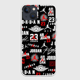 Чехол для iPhone 13 с принтом MICHAEL JORDAN LOGOBOMBING в Белгороде,  |  | Тематика изображения на принте: 23 | bulls | chicago bulls | jordan | logo | michael jordan | nba | paris saint germain | psg | red | sport | быки | джордан | лого | майкл джордан | псж | спорт | чикаго буллс