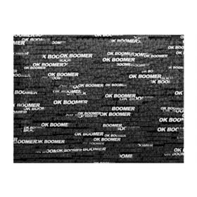 Обложка для студенческого билета с принтом OK BOOMER в Белгороде, натуральная кожа | Размер: 11*8 см; Печать на всей внешней стороне | Тематика изображения на принте: бумер | мем | надпись | окей | паттерн | текст | фраза | черно белый