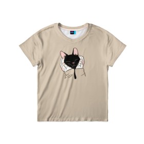 Детская футболка 3D с принтом Милая кошечка в Белгороде, 100% гипоаллергенный полиэфир | прямой крой, круглый вырез горловины, длина до линии бедер, чуть спущенное плечо, ткань немного тянется | cat | детское платье с кошкой | для девочек | кот | кошка | милая | милая футболка | мужская футболка | рюкзак с кошкой | футболка | футболка 3d | футболка женская | футболка с котом
