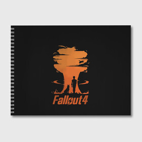 Альбом для рисования с принтом Fallout 4 в Белгороде, 100% бумага
 | матовая бумага, плотность 200 мг. | art | dog | drone | explosion | fallout | fallout 4 | game | man | арт | взрыв | дрон | игра | собака | фоллаут | фоллаут 4 | человек