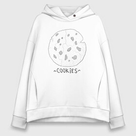 Женское худи Oversize хлопок с принтом Cookies в Белгороде, френч-терри — 70% хлопок, 30% полиэстер. Мягкий теплый начес внутри —100% хлопок | боковые карманы, эластичные манжеты и нижняя кромка, капюшон на магнитной кнопке | cookies | графика | кофе | печенье | печеньки | постирония | прикольные картинки | сладости | чай