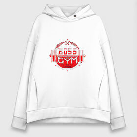 Женское худи Oversize хлопок с принтом Boss of GYM (Color) в Белгороде, френч-терри — 70% хлопок, 30% полиэстер. Мягкий теплый начес внутри —100% хлопок | боковые карманы, эластичные манжеты и нижняя кромка, капюшон на магнитной кнопке | aniki | aquarell | art | billy | billy herrington | gachi | gachimuchi | van | акварель | аники | арт | вэн | гачи | гачибасс | гачимучи