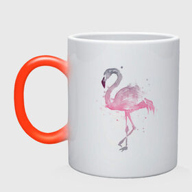 Кружка хамелеон с принтом Flamingo в Белгороде, керамика | меняет цвет при нагревании, емкость 330 мл | абстракция | акварель | арт | градиент | животные | минимализм | птицы | фламинго | экзотика | экзотические животные | экзотические птицы