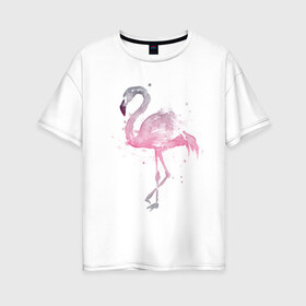 Женская футболка хлопок Oversize с принтом Flamingo в Белгороде, 100% хлопок | свободный крой, круглый ворот, спущенный рукав, длина до линии бедер
 | абстракция | акварель | арт | градиент | животные | минимализм | птицы | фламинго | экзотика | экзотические животные | экзотические птицы
