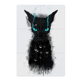 Магнитный плакат 2Х3 с принтом Dark Cat в Белгороде, Полимерный материал с магнитным слоем | 6 деталей размером 9*9 см | cat | monster | глаза | горят | дымит | дымится | кот | кошак | кошатина | кошка | кэт | мокрый | монстер | нос