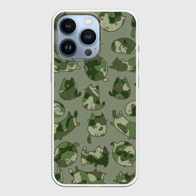 Чехол для iPhone 13 Pro с принтом Камуфляж с котиками (хаки) в Белгороде,  |  | cat | cats | армия | военный | воин | герой | день защитника | день защитника отеч | десант | защитник | капитан | котики | коты | котэ | котята | кошки | мальчишник | мужчинам | омон | охота | охранник
