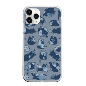 Чехол для iPhone 11 Pro матовый с принтом Камуфляж с котиками (серо-голубой) в Белгороде, Силикон |  | cat | cats | армия | военный | воин | герой | день защитника | день защитника отечества | десант | защитник | капитан | котики | коты | котэ | котята | кошки | мальчишник | мужчинам | омон | охота | охранник