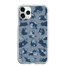 Чехол для iPhone 11 Pro Max матовый с принтом Камуфляж с котиками (серо-голубой) в Белгороде, Силикон |  | cat | cats | армия | военный | воин | герой | день защитника | день защитника отечества | десант | защитник | капитан | котики | коты | котэ | котята | кошки | мальчишник | мужчинам | омон | охота | охранник