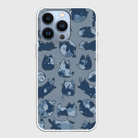 Чехол для iPhone 13 Pro с принтом Камуфляж с котиками (серо голубой) в Белгороде,  |  | cat | cats | армия | военный | воин | герой | день защитника | день защитника отечества | десант | защитник | капитан | котики | коты | котэ | котята | кошки | мальчишник | мужчинам | омон | охота | охранник