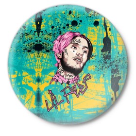 Значок с принтом Lil Peep в Белгороде,  металл | круглая форма, металлическая застежка в виде булавки | lil | peep | автор | модель | певец | рэпер | хип хоп | эмо рэп.