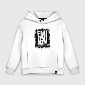 Детское худи Oversize хлопок с принтом EMINEM в Белгороде, френч-терри — 70% хлопок, 30% полиэстер. Мягкий теплый начес внутри —100% хлопок | боковые карманы, эластичные манжеты и нижняя кромка, капюшон на магнитной кнопке | eminem | rap | зарубежный реп | реп | эминем