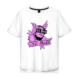 Мужская футболка хлопок Oversize с принтом LIL PEEP в Белгороде, 100% хлопок | свободный крой, круглый ворот, “спинка” длиннее передней части | lil peep | lil prince | pink | зарубежная музыка | лил пип | маленький принц