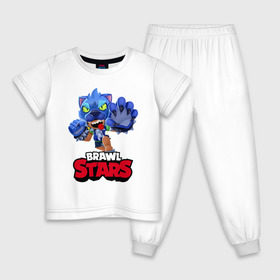Детская пижама хлопок с принтом Brawl Stars в Белгороде, 100% хлопок |  брюки и футболка прямого кроя, без карманов, на брюках мягкая резинка на поясе и по низу штанин
 | brawl | brawl st | brawl stars | colt | dynamike | game | leon | logo | mobo | poco | shelly | stars | бравл | динамайк | игра | игры | кольт | леон | лого | мобильные игры | надпись | поко | старс | шелли