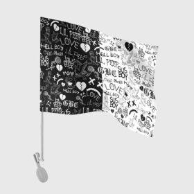 Флаг для автомобиля с принтом LIL PEEP LOGOBOMBING | ЛИЛ ПИП в Белгороде, 100% полиэстер | Размер: 30*21 см | lil peep | lil prince | pink | зарубежная музыка | лил пип | маленький принц