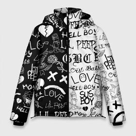 Мужская зимняя куртка 3D с принтом LIL PEEP LOGOBOMBING в Белгороде, верх — 100% полиэстер; подкладка — 100% полиэстер; утеплитель — 100% полиэстер | длина ниже бедра, свободный силуэт Оверсайз. Есть воротник-стойка, отстегивающийся капюшон и ветрозащитная планка. 

Боковые карманы с листочкой на кнопках и внутренний карман на молнии. | lil peep | lil prince | pink | зарубежная музыка | лил пип | маленький принц