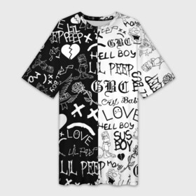 Платье-футболка 3D с принтом LIL PEEP LOGOBOMBING | ЛИЛ ПИП в Белгороде,  |  | lil peep | lil prince | pink | зарубежная музыка | лил пип | маленький принц