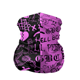 Бандана-труба 3D с принтом LIL PEEP LOGOBOMBING BLACK PINK в Белгороде, 100% полиэстер, ткань с особыми свойствами — Activecool | плотность 150‒180 г/м2; хорошо тянется, но сохраняет форму | Тематика изображения на принте: lil peep | lil prince | pink | зарубежная музыка | лил пип | маленький принц