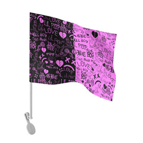 Флаг для автомобиля с принтом LIL PEEP LOGOBOMBING BLACK PINK в Белгороде, 100% полиэстер | Размер: 30*21 см | lil peep | lil prince | pink | зарубежная музыка | лил пип | маленький принц