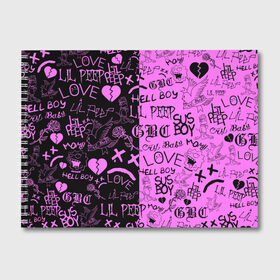 Альбом для рисования с принтом LIL PEEP LOGOBOMBING BLACK PINK в Белгороде, 100% бумага
 | матовая бумага, плотность 200 мг. | lil peep | lil prince | pink | зарубежная музыка | лил пип | маленький принц