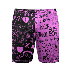 Мужские шорты спортивные с принтом LIL PEEP LOGOBOMBING BLACK PINK в Белгороде,  |  | lil peep | lil prince | pink | зарубежная музыка | лил пип | маленький принц