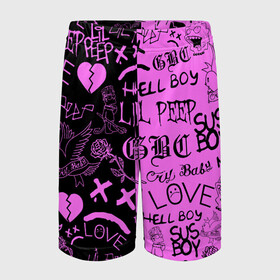 Детские спортивные шорты 3D с принтом LIL PEEP LOGOBOMBING BLACK PINK в Белгороде,  100% полиэстер
 | пояс оформлен широкой мягкой резинкой, ткань тянется
 | Тематика изображения на принте: lil peep | lil prince | pink | зарубежная музыка | лил пип | маленький принц