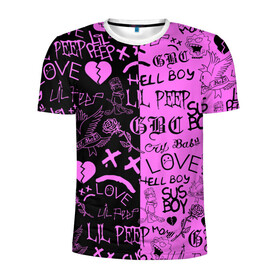 Мужская футболка 3D спортивная с принтом LIL PEEP LOGOBOMBING BLACK PINK в Белгороде, 100% полиэстер с улучшенными характеристиками | приталенный силуэт, круглая горловина, широкие плечи, сужается к линии бедра | Тематика изображения на принте: lil peep | lil prince | pink | зарубежная музыка | лил пип | маленький принц