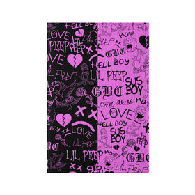 Обложка для паспорта матовая кожа с принтом LIL PEEP LOGOBOMBING BLACK PINK в Белгороде, натуральная матовая кожа | размер 19,3 х 13,7 см; прозрачные пластиковые крепления | Тематика изображения на принте: lil peep | lil prince | pink | зарубежная музыка | лил пип | маленький принц