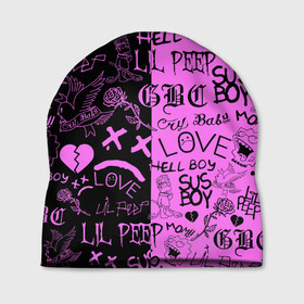 Шапка 3D с принтом LIL PEEP LOGOBOMBING BLACK PINK в Белгороде, 100% полиэстер | универсальный размер, печать по всей поверхности изделия | lil peep | lil prince | pink | зарубежная музыка | лил пип | маленький принц