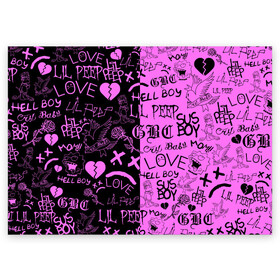 Поздравительная открытка с принтом LIL PEEP LOGOBOMBING BLACK PINK в Белгороде, 100% бумага | плотность бумаги 280 г/м2, матовая, на обратной стороне линовка и место для марки
 | lil peep | lil prince | pink | зарубежная музыка | лил пип | маленький принц
