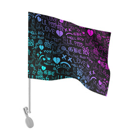 Флаг для автомобиля с принтом LIL PEEP NEON | ЛИЛ ПИП НЕОН в Белгороде, 100% полиэстер | Размер: 30*21 см | lil peep | lil prince | pink | зарубежная музыка | лил пип | маленький принц