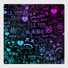 Магнитный плакат 3Х3 с принтом LIL PEEP NEON | ЛИЛ ПИП НЕОН в Белгороде, Полимерный материал с магнитным слоем | 9 деталей размером 9*9 см | Тематика изображения на принте: lil peep | lil prince | pink | зарубежная музыка | лил пип | маленький принц