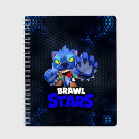 Тетрадь с принтом Brawl Stars Blue Hex в Белгороде, 100% бумага | 48 листов, плотность листов — 60 г/м2, плотность картонной обложки — 250 г/м2. Листы скреплены сбоку удобной пружинной спиралью. Уголки страниц и обложки скругленные. Цвет линий — светло-серый
 | brawl | brawl st | brawl stars | colt | dynamike | game | hex | leon | logo | mobo | poco | shelly | stars | бравл | динамайк | игра | игры | кольт | леон | лого | мобильные игры | надпись | поко | старс | шелли