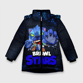 Зимняя куртка для девочек 3D с принтом Brawl Stars Blue Hex в Белгороде, ткань верха — 100% полиэстер; подклад — 100% полиэстер, утеплитель — 100% полиэстер. | длина ниже бедра, удлиненная спинка, воротник стойка и отстегивающийся капюшон. Есть боковые карманы с листочкой на кнопках, утяжки по низу изделия и внутренний карман на молнии. 

Предусмотрены светоотражающий принт на спинке, радужный светоотражающий элемент на пуллере молнии и на резинке для утяжки. | brawl | brawl st | brawl stars | colt | dynamike | game | hex | leon | logo | mobo | poco | shelly | stars | бравл | динамайк | игра | игры | кольт | леон | лого | мобильные игры | надпись | поко | старс | шелли