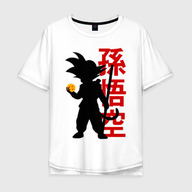 Мужская футболка хлопок Oversize с принтом Dragon Ball Goku в Белгороде, 100% хлопок | свободный крой, круглый ворот, “спинка” длиннее передней части | 