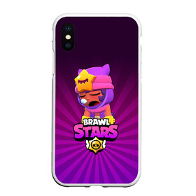 Чехол для iPhone XS Max матовый с принтом brawl stars sandy в Белгороде, Силикон | Область печати: задняя сторона чехла, без боковых панелей | brawl stars | brawl stars sandy | legendary brawler | leon | leon shark | sandy | shark | stars | акула | бравл стар сэнди | леон акула | сенди | сэнди