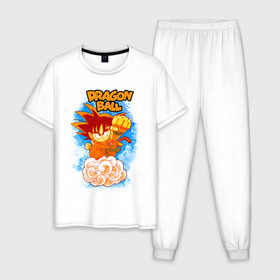 Мужская пижама хлопок с принтом Little Goku в Белгороде, 100% хлопок | брюки и футболка прямого кроя, без карманов, на брюках мягкая резинка на поясе и по низу штанин
 | anime | c | db | dragon ball | dragonball | kawai | manga | son | super | zet | аниме | анимэ | брутальный | воин | герой | главный | из | кавай | крутой | кулак | лицо | малыш | манга | мастер | мелкий | милый | надпись | надписью | облако