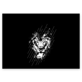 Поздравительная открытка с принтом Лев  в Белгороде, 100% бумага | плотность бумаги 280 г/м2, матовая, на обратной стороне линовка и место для марки
 | leon | геометрия | женская толстовка | женская футболка со львом | животные | лев | мужская футболка со львом | треугольники | черная толстовка | черная футболка