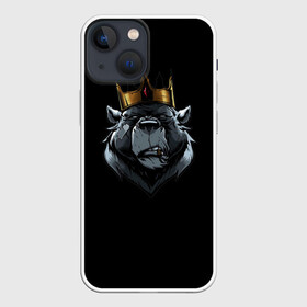 Чехол для iPhone 13 mini с принтом king в Белгороде,  |  | Тематика изображения на принте: для детей | для мальчиков | для мужиков | для мужчин | для парней | корона | медведь | россия | царь | черная
