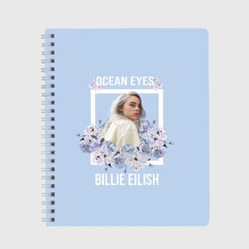 Тетрадь с принтом Billie Eilish в Белгороде, 100% бумага | 48 листов, плотность листов — 60 г/м2, плотность картонной обложки — 250 г/м2. Листы скреплены сбоку удобной пружинной спиралью. Уголки страниц и обложки скругленные. Цвет линий — светло-серый
 | billie | eilish | айлиш | айлишь | беляш | билли