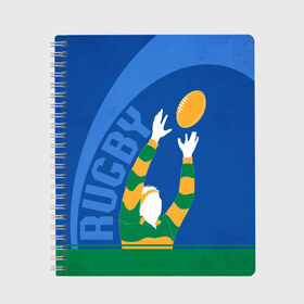 Тетрадь с принтом Регби в Белгороде, 100% бумага | 48 листов, плотность листов — 60 г/м2, плотность картонной обложки — 250 г/м2. Листы скреплены сбоку удобной пружинной спиралью. Уголки страниц и обложки скругленные. Цвет линий — светло-серый
 | Тематика изображения на принте: rugby | регби | спорт | футбол