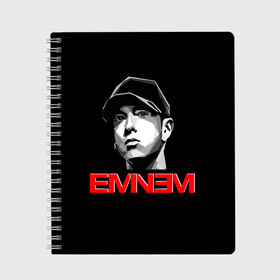 Тетрадь с принтом Eminem в Белгороде, 100% бумага | 48 листов, плотность листов — 60 г/м2, плотность картонной обложки — 250 г/м2. Листы скреплены сбоку удобной пружинной спиралью. Уголки страниц и обложки скругленные. Цвет линий — светло-серый
 | Тематика изображения на принте: eminem | evil | ken kaniff | marshall bruce mathers iii | mm | rap | slim shady | маршалл брюс мэтерс iii | рэп | рэп рок | хип хоп | хорроркор | эминем