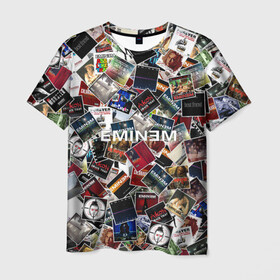 Мужская футболка 3D с принтом Дискография EMINEM в Белгороде, 100% полиэфир | прямой крой, круглый вырез горловины, длина до линии бедер | discography | rap | альбом | обложка | паттрен | рэп | рэпер | эминем