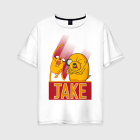 Женская футболка хлопок Oversize с принтом JAKE в Белгороде, 100% хлопок | свободный крой, круглый ворот, спущенный рукав, длина до линии бедер
 | cn_2047519_019061 | jake | vdpartat | время приключений | джейк