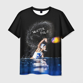 Мужская футболка 3D с принтом Water polo в Белгороде, 100% полиэфир | прямой крой, круглый вырез горловины, длина до линии бедер | polo | water polo | вода | водное поло | водный спорт | плавание | пловец | поло | спорт