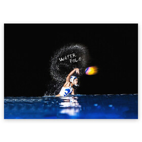 Поздравительная открытка с принтом Water polo в Белгороде, 100% бумага | плотность бумаги 280 г/м2, матовая, на обратной стороне линовка и место для марки
 | Тематика изображения на принте: polo | water polo | вода | водное поло | водный спорт | плавание | пловец | поло | спорт